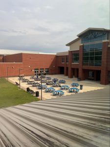 The student courtyard left empty amidst the second lockdown as students evacuated campus. 