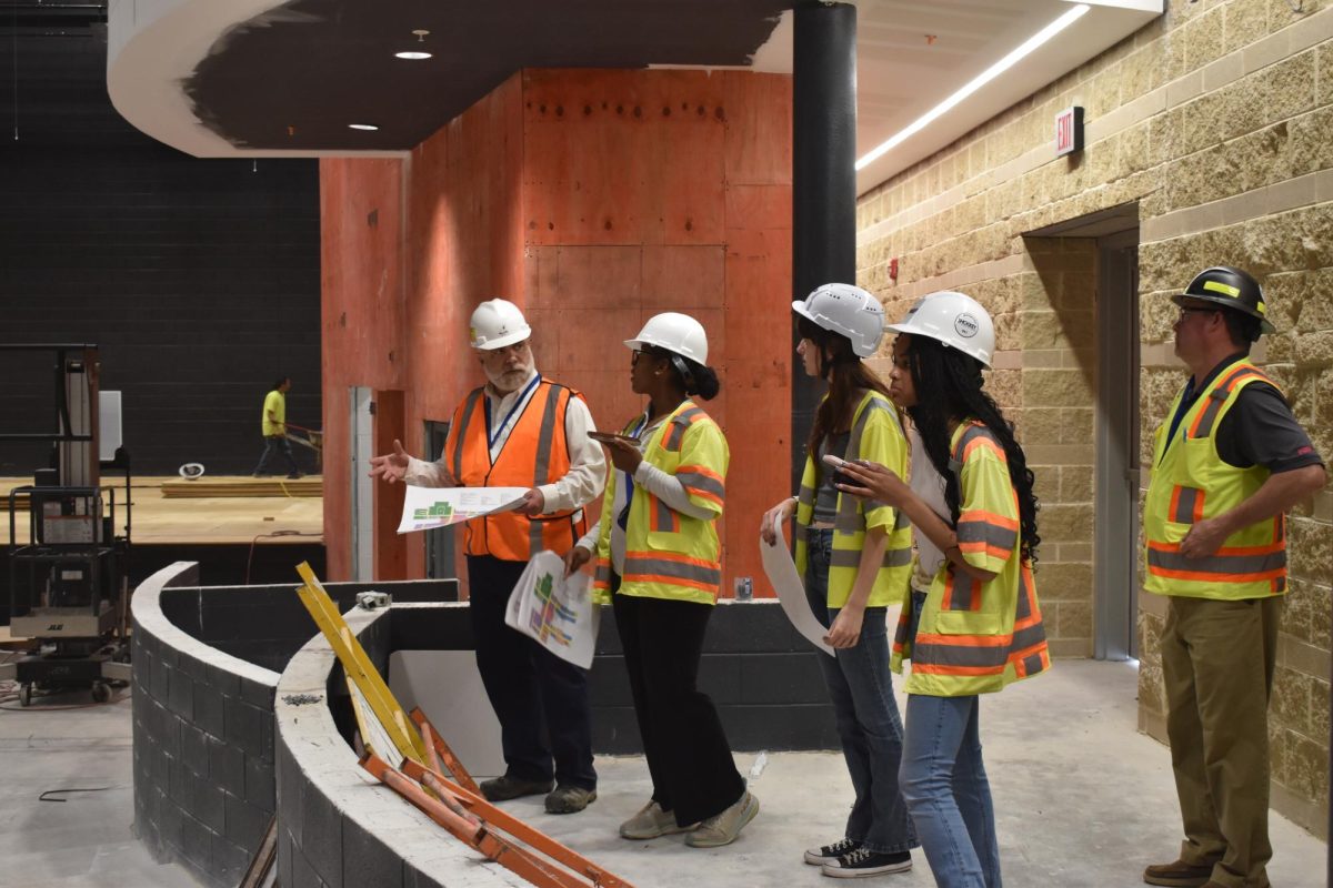 A media tour led by Chief Facilities Officer, Jason Towery taking a look at the new Hartwood High Theater.
