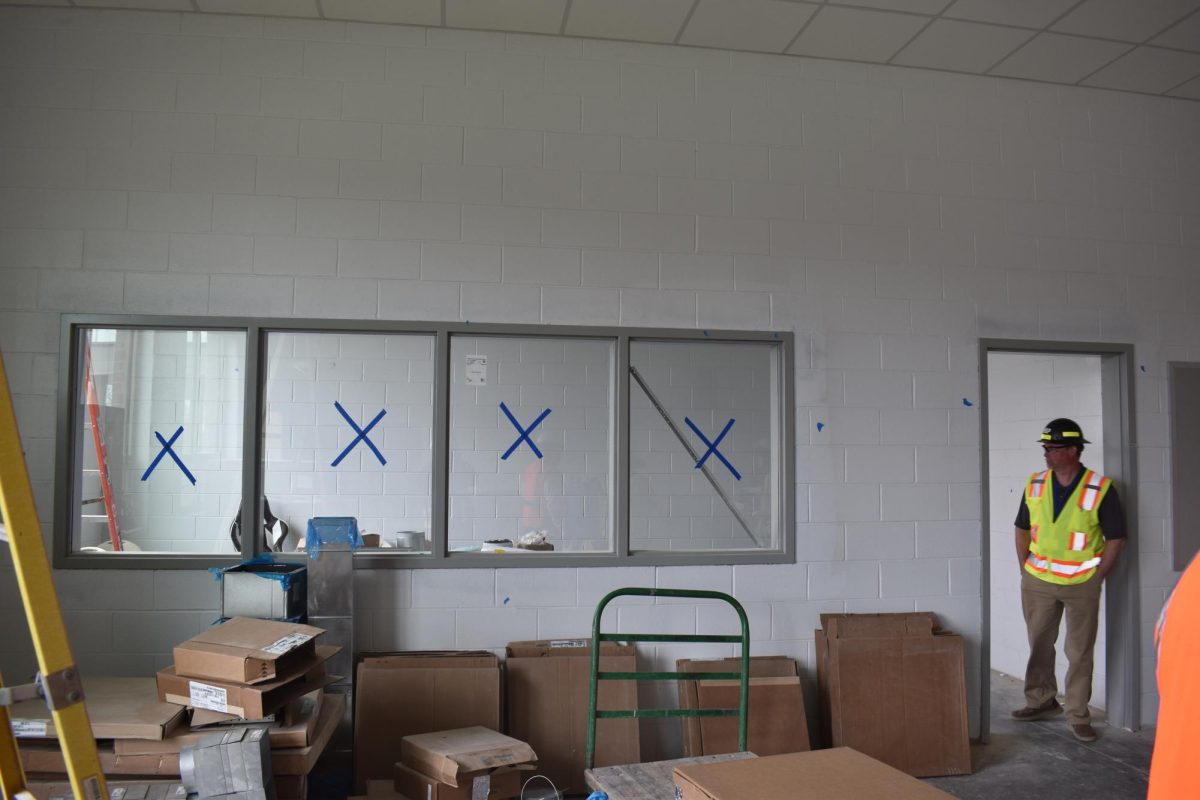 The production booth in the recording studio in Hartwood High.