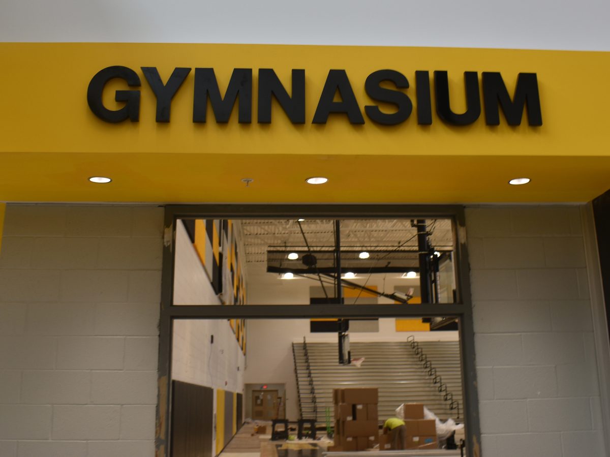 Just outside the gymnasium in the new Hartwood High school